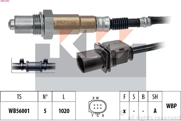 KW 498 392 - Lambda Sensor autospares.lv