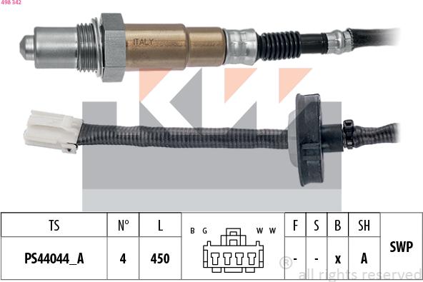 KW 498 342 - Lambda Sensor autospares.lv
