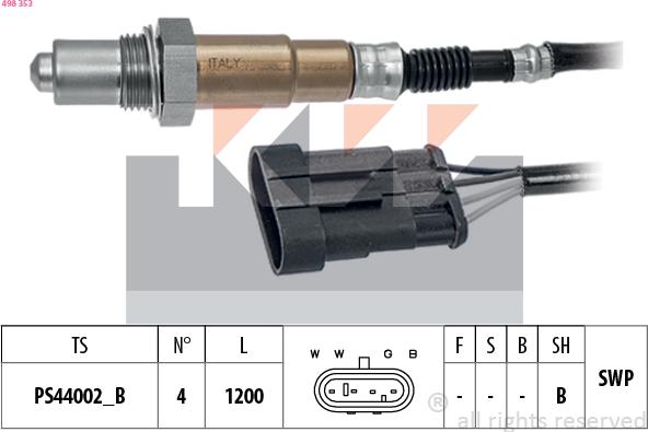 KW 498 353 - Lambda Sensor autospares.lv