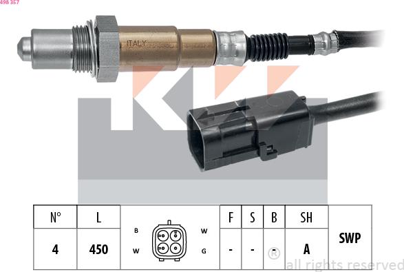 KW 498 357 - Lambda Sensor autospares.lv