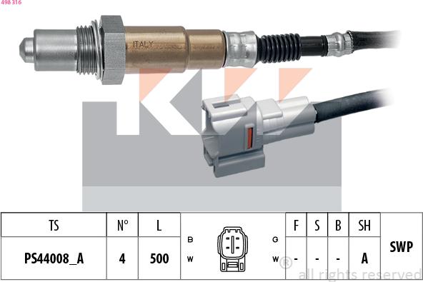 KW 498 316 - Lambda Sensor autospares.lv