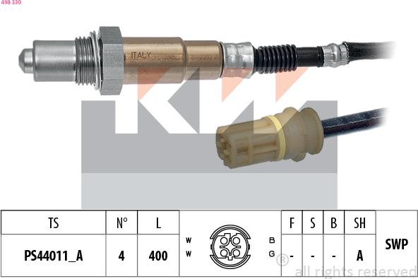 KW 498 330 - Lambda Sensor autospares.lv
