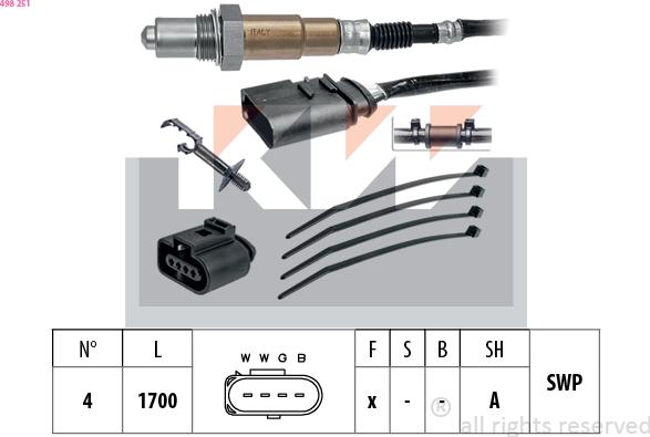 KW 498 251 - Lambda Sensor autospares.lv