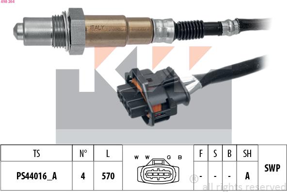 KW 498 264 - Lambda Sensor autospares.lv