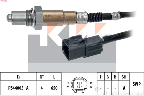 KW 498 262 - Lambda Sensor autospares.lv