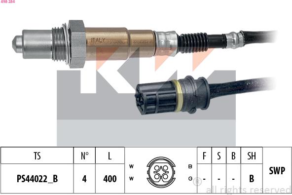 KW 498 284 - Lambda Sensor autospares.lv