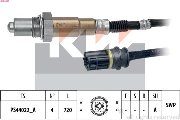 KW 498 288 - Lambda Sensor autospares.lv