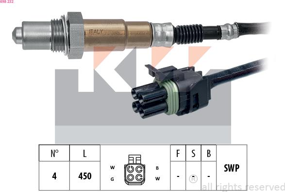 KW 498 232 - Lambda Sensor autospares.lv