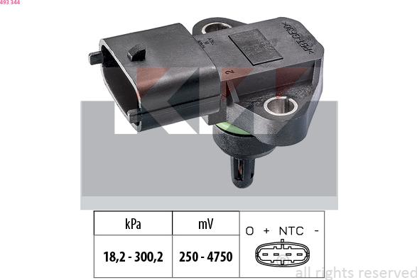 KW 493 344 - Air Pressure Sensor, height adaptation autospares.lv