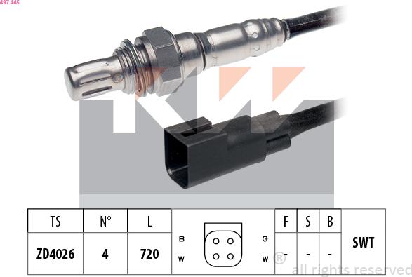 KW 497 445 - Lambda Sensor autospares.lv