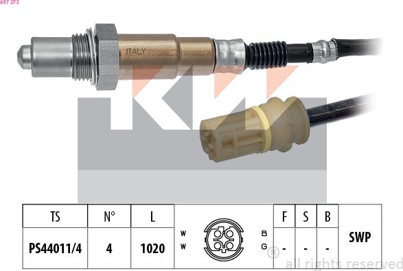 KW 497 273 - Lambda Sensor autospares.lv