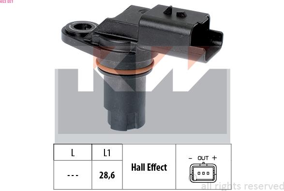 KW 453 551 - Sensor, camshaft position autospares.lv