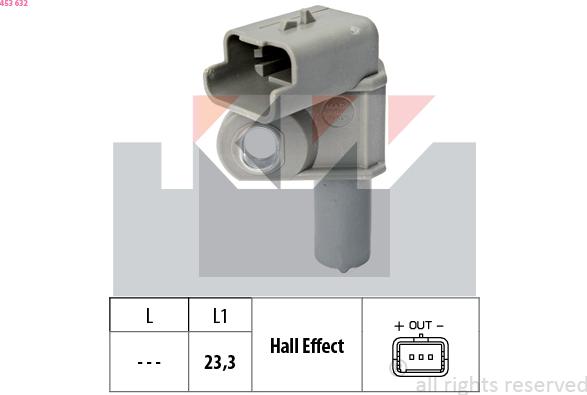 KW 453 632 - Sensor, camshaft position autospares.lv