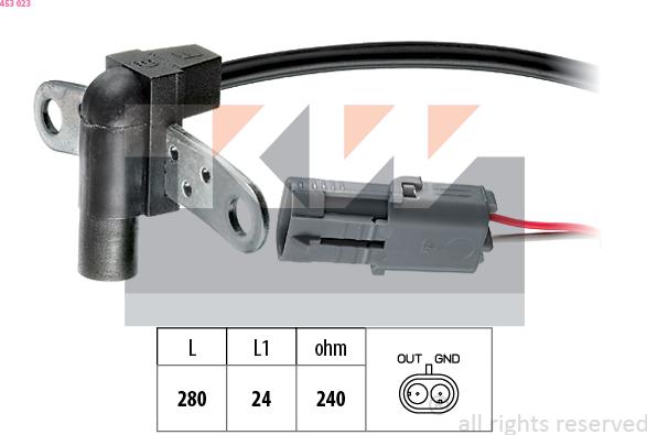 KW 453 023 - Sensor, crankshaft pulse autospares.lv