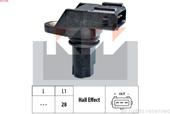 KW 453 349 - Sensor, crankshaft pulse autospares.lv