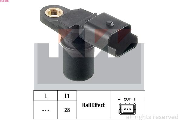 KW 453 348 - Sensor, camshaft position autospares.lv