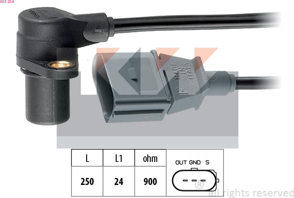 KW 453 254 - Sensor, crankshaft pulse autospares.lv