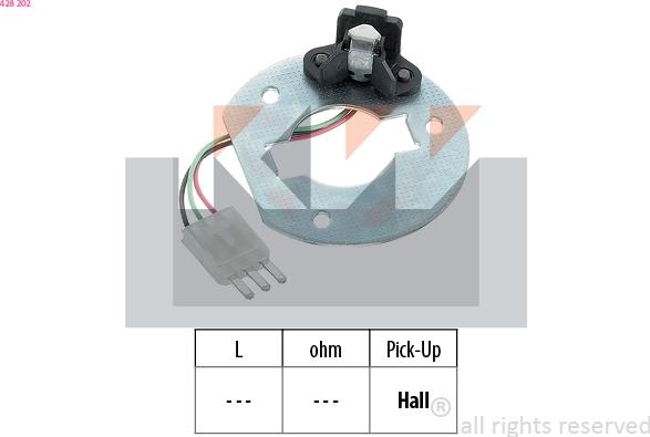 KW 428 202 - Sensor, ignition pulse autospares.lv