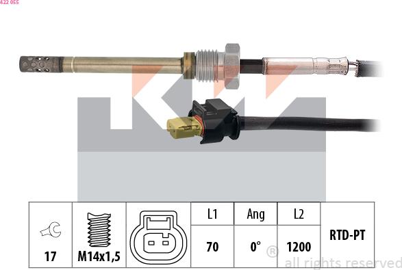 KW 422 055 - Sensor, exhaust gas temperature autospares.lv