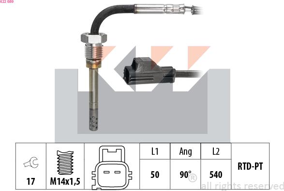 KW 422 089 - Sensor, exhaust gas temperature autospares.lv