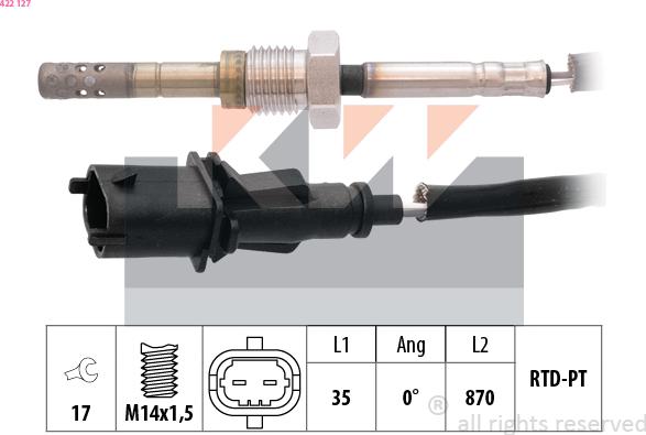 KW 422 127 - Sensor, exhaust gas temperature autospares.lv