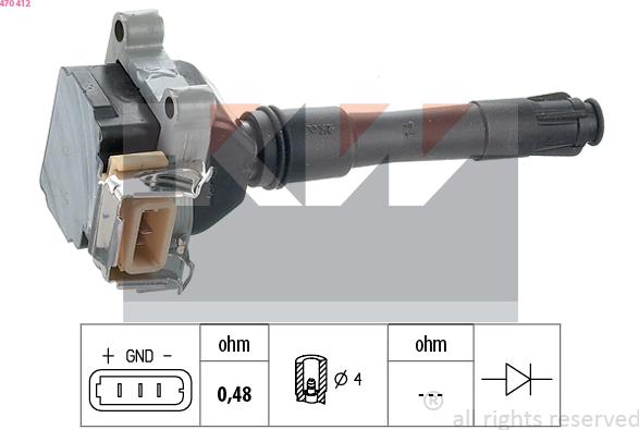 KW 470 412 - Ignition Coil autospares.lv