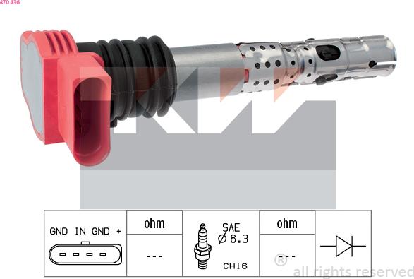 KW 470 436 - Ignition Coil autospares.lv