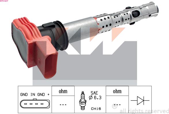 KW 470 427 - Ignition Coil autospares.lv