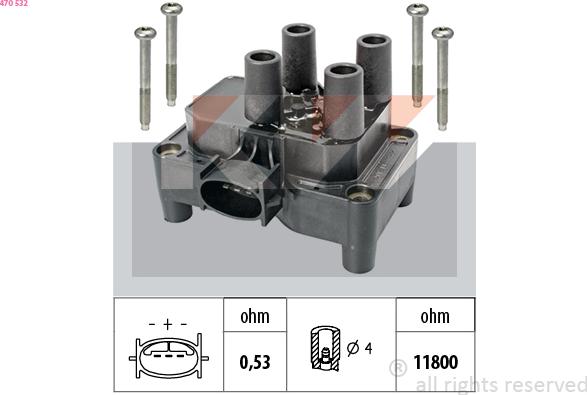 KW 470 532 - Ignition Coil autospares.lv