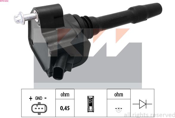 KW 470 632 - Ignition Coil autospares.lv