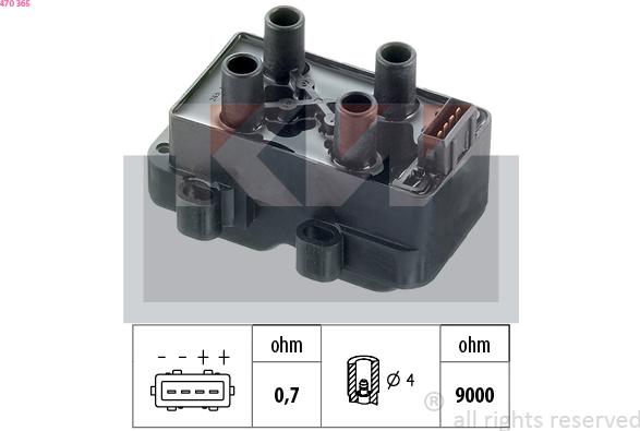 KW 470 365 - Ignition Coil autospares.lv