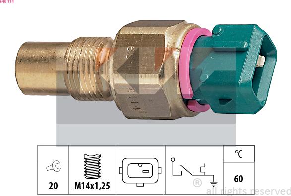 KW 540 114 - Sensor, coolant temperature autospares.lv