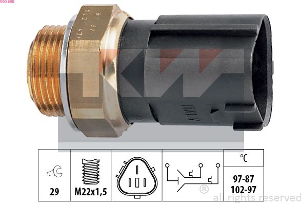 KW 550 690 - Temperature Switch, radiator / air conditioner fan autospares.lv