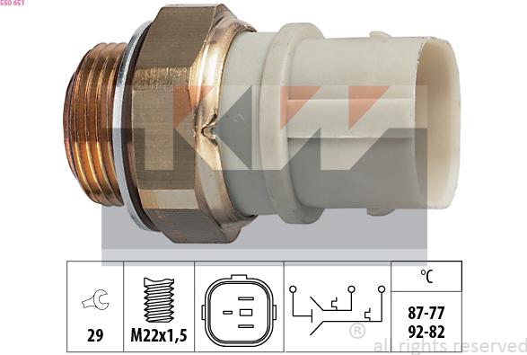 KW 550 651 - Temperature Switch, radiator / air conditioner fan autospares.lv