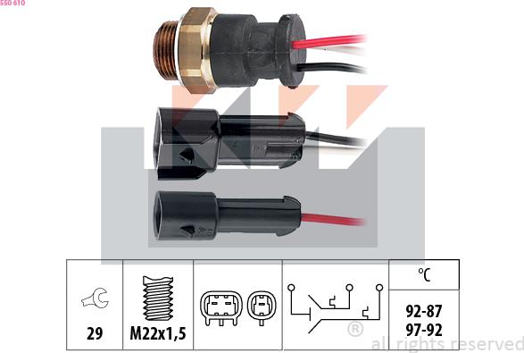 KW 550 610 - Temperature Switch, radiator / air conditioner fan autospares.lv