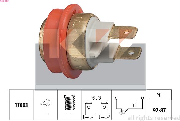 KW 550 042 - Temperature Switch, radiator / air conditioner fan autospares.lv