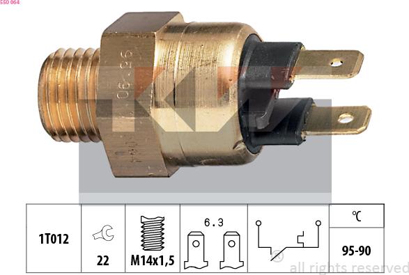 KW 550 064 - Temperature Switch, radiator / air conditioner fan autospares.lv