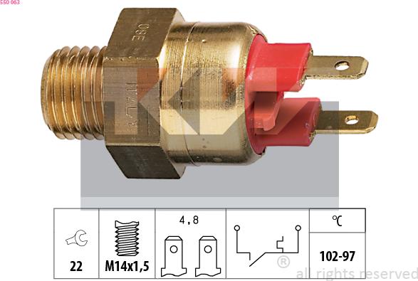 KW 550 063 - Temperature Switch, radiator / air conditioner fan autospares.lv