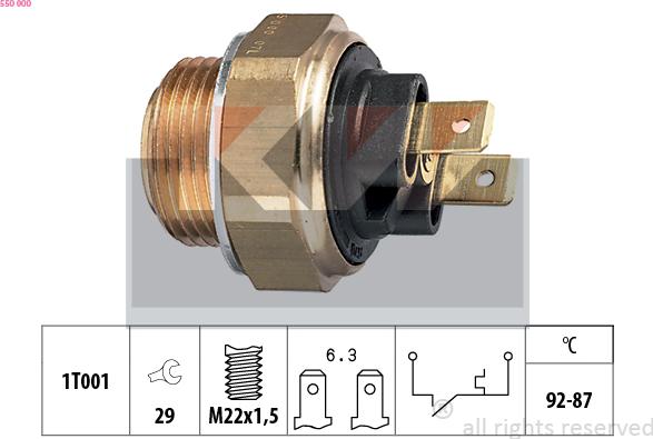 KW 550 000 - Temperature Switch, radiator / air conditioner fan autospares.lv