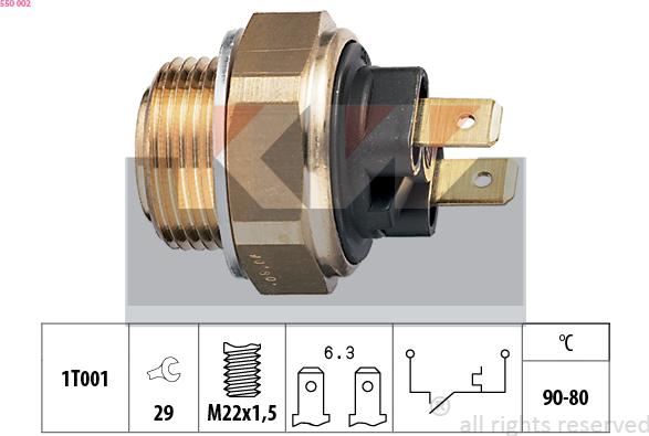 KW 550 002 - Temperature Switch, radiator / air conditioner fan autospares.lv