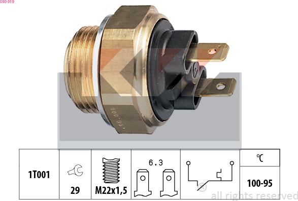 KW 550 019 - Temperature Switch, radiator / air conditioner fan autospares.lv