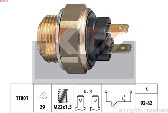 KW 550 016 - Temperature Switch, radiator / air conditioner fan autospares.lv