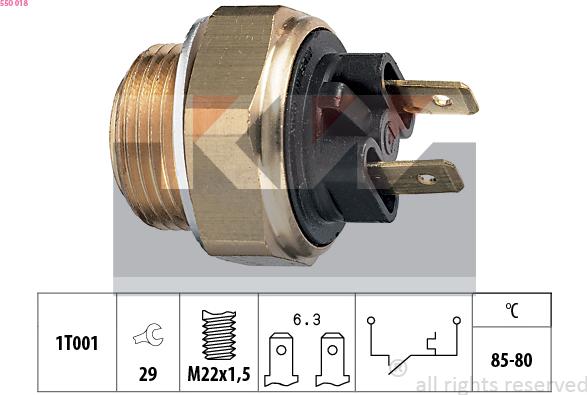 KW 550 018 - Temperature Switch, radiator / air conditioner fan autospares.lv