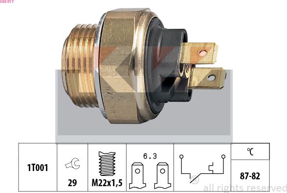 KW 550 017 - Temperature Switch, radiator / air conditioner fan autospares.lv