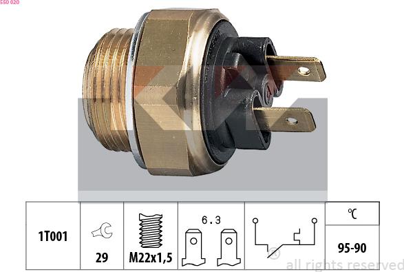 KW 550 020 - Temperature Switch, radiator / air conditioner fan autospares.lv