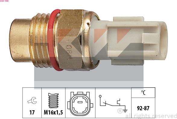 KW 550 198 - Temperature Switch, radiator / air conditioner fan autospares.lv