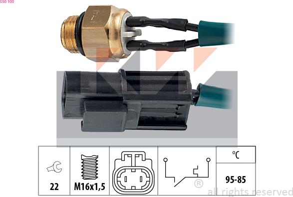 KW 550 100 - Temperature Switch, radiator / air conditioner fan autospares.lv