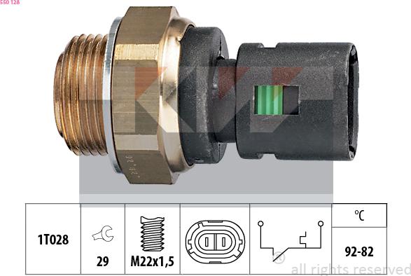 KW 550 128 - Temperature Switch, radiator / air conditioner fan autospares.lv