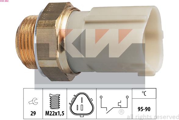 KW 550 262 - Temperature Switch, radiator / air conditioner fan autospares.lv