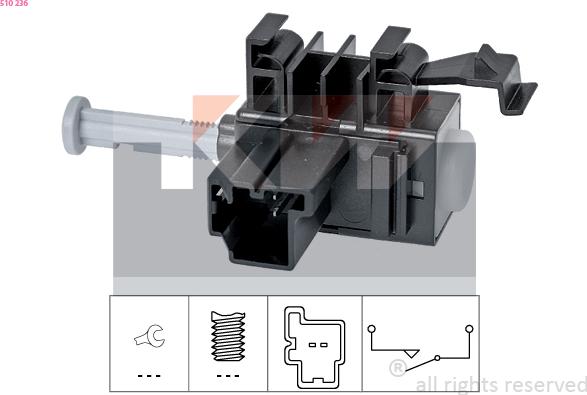 KW 510 236 - Switch, clutch control (cruise control) autospares.lv